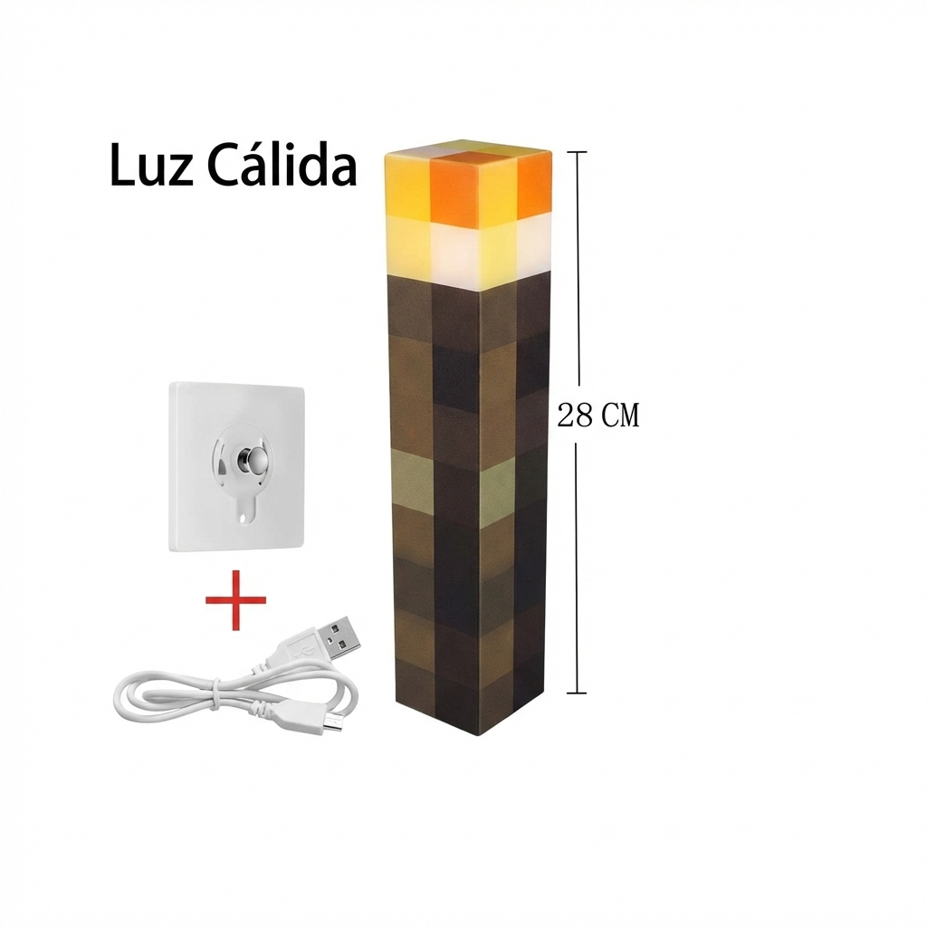 Antorcha de minecraft Led con 4 luces